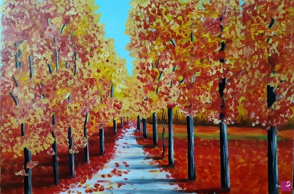 quadri in vendita online - Viale in autunno