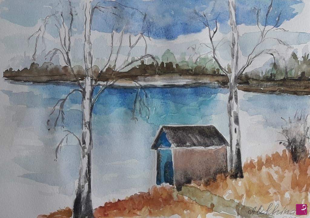 quadri in vendita online - Vicino  lago