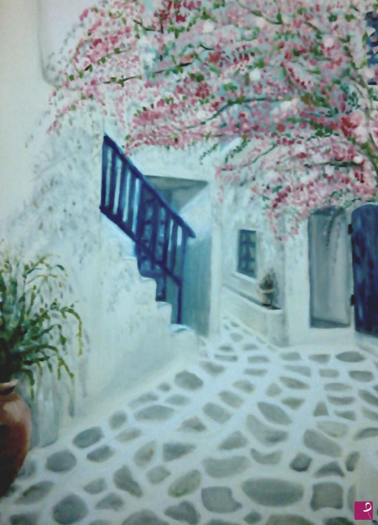 quadri in vendita online - vicoletto a Santorini