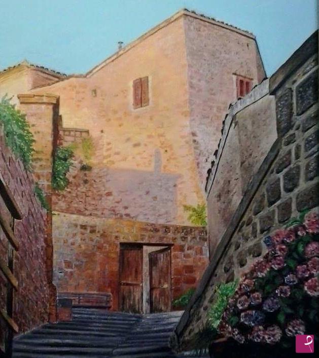 quadri in vendita online - Vicolo al tramonto