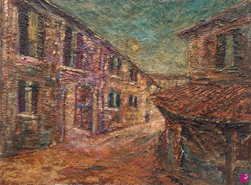 quadri in vendita online - Vicolo dei lavanda al tramonto