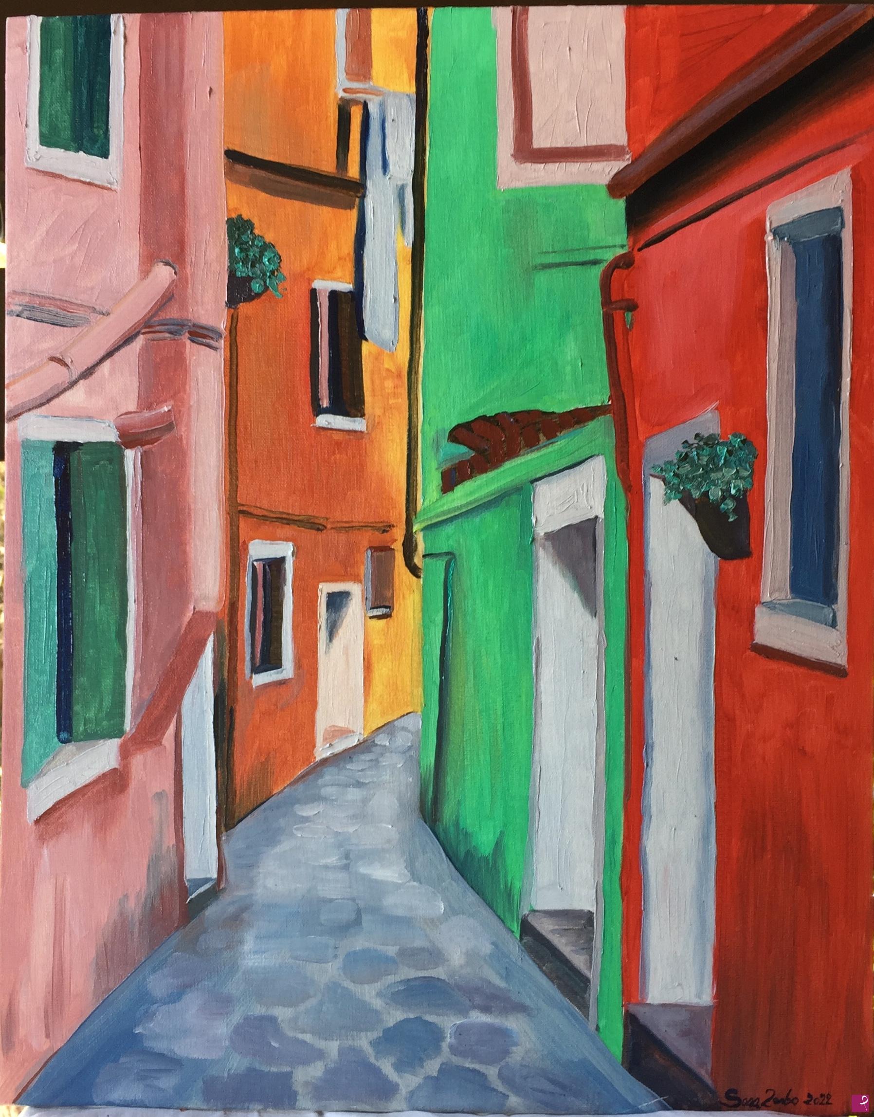 quadri in vendita online - Vicolo di colori
