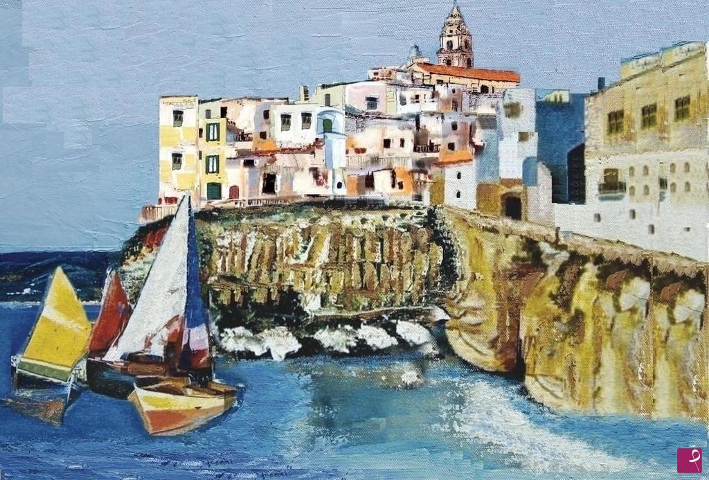 quadri in vendita online - vieste FG - case antiche sulla rupe