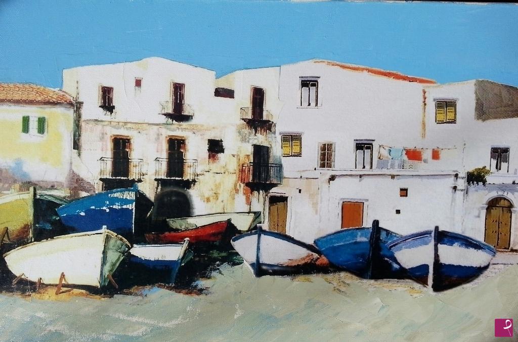 quadri in vendita online - Vieste Fg. (Puglia)- Barche in attesa......