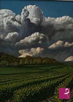 quadri in vendita online - Vigneto con tempesta