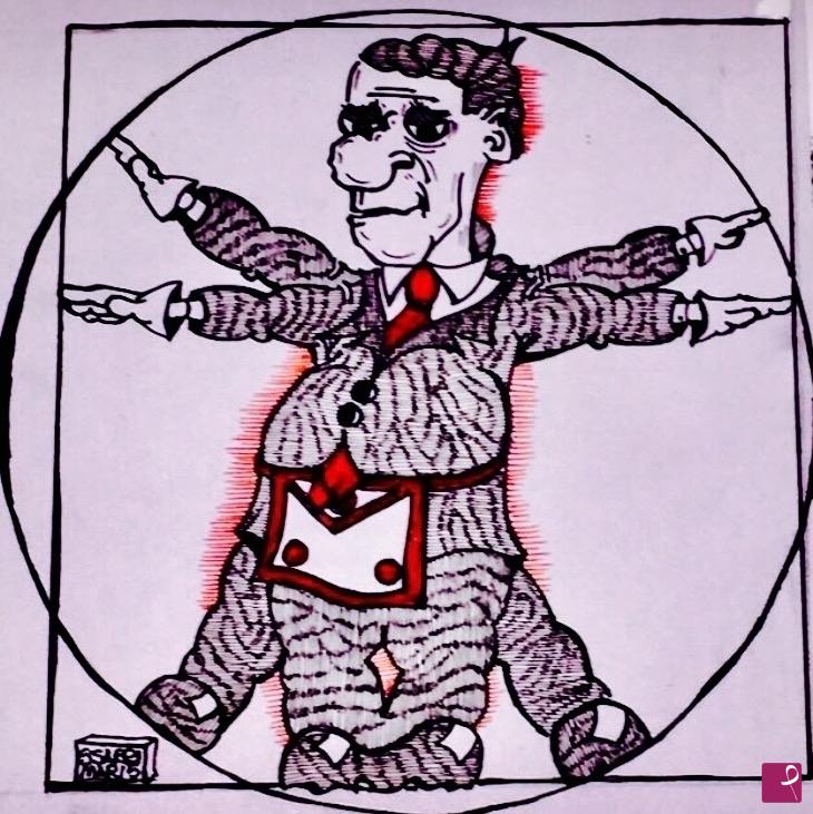 quadri in vendita online - Vignetta massonica - massone vitruviano