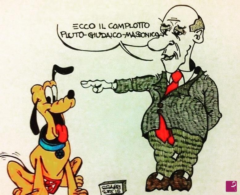 quadri in vendita online - Vignetta massonica- complotto pluto-giudaico-massonico