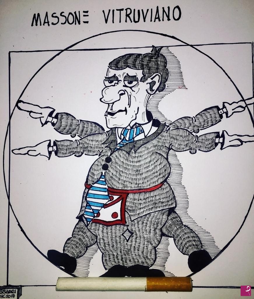 quadri in vendita online - VIGNETTA massonica- massone vitruviano (2)