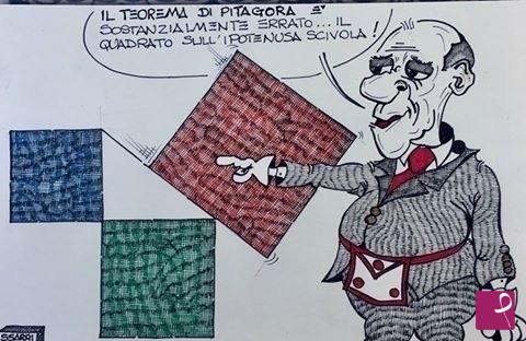 quadri in vendita online - Vignetta massonica- teorema di Pitagora 