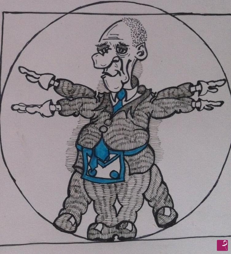 quadri in vendita online - Vignetta massonica-massone vitruviano (4)