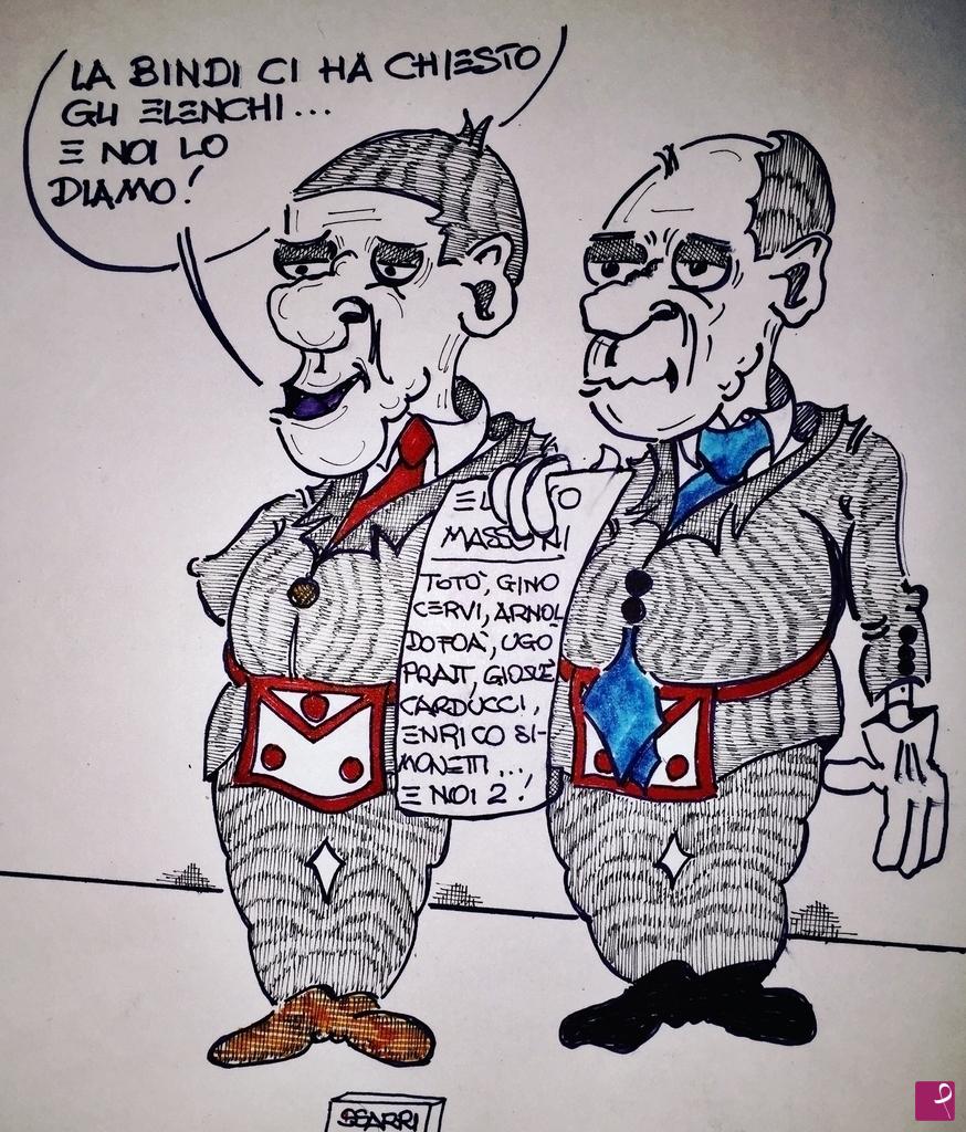 quadri in vendita online - Vignetta massonica: Rosy Bindi 