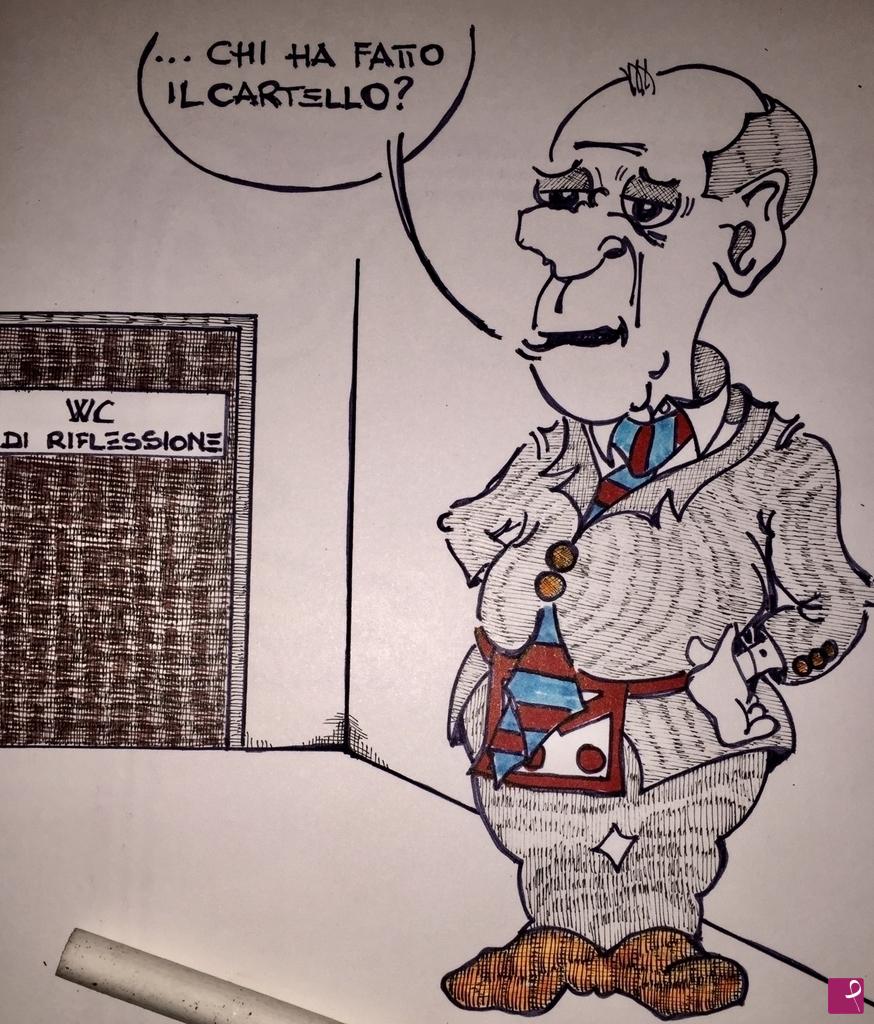 quadri in vendita online - Vignetta massonica: WC