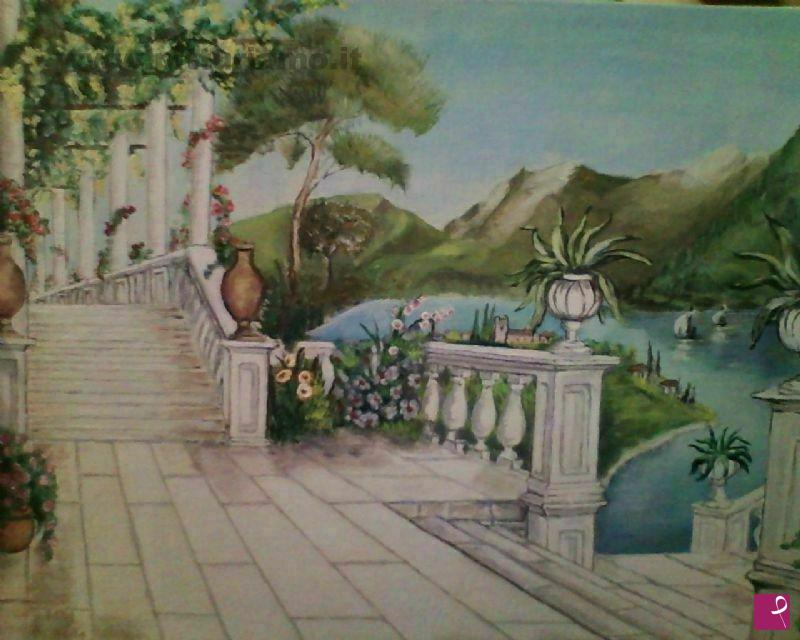 quadri in vendita online - Villa antica sul lago