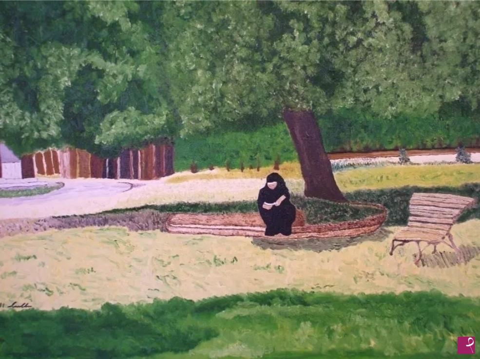 quadri in vendita online - Villa Torlonia. Tra i principeschi giardini il sacro trova il suo posto in un legame senza tempo. 