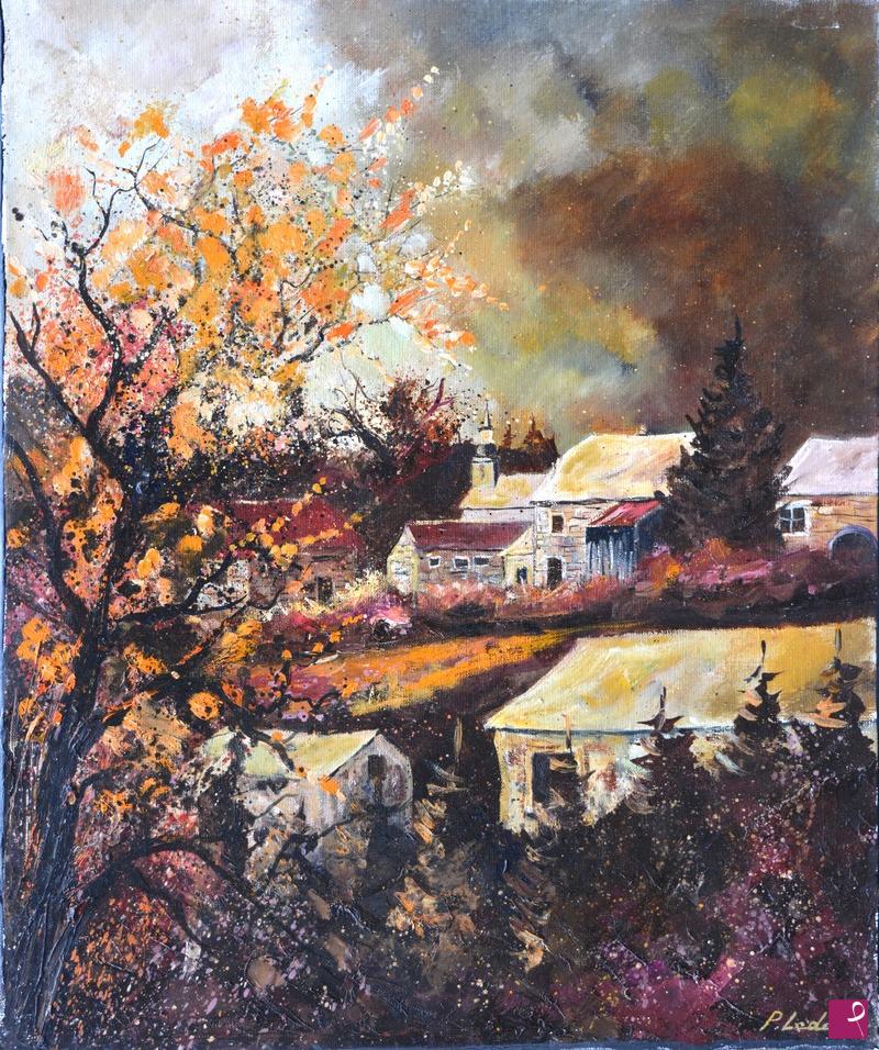 quadri in vendita online - Village in autumn