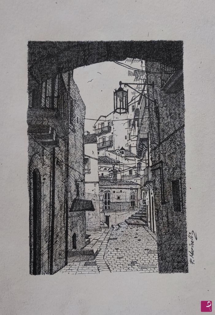 quadri in vendita online - Village street view