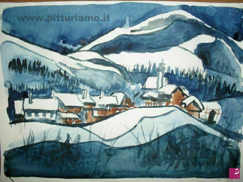quadri in vendita online - villaggio invernale