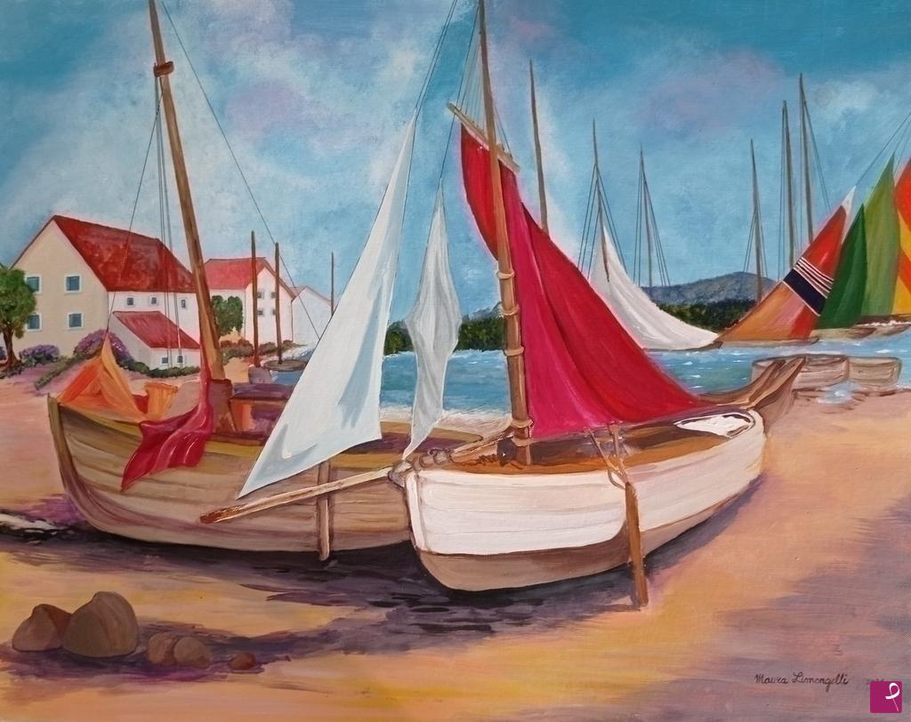 quadri in vendita online - Villaggio pescatori in regata