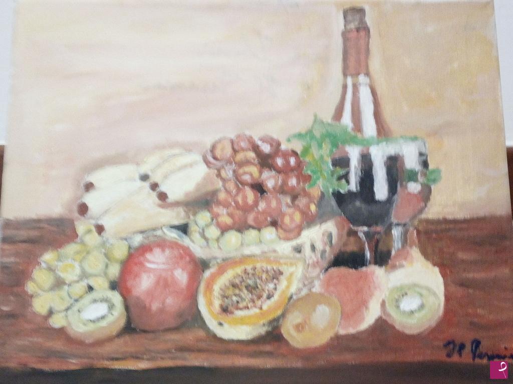 quadri in vendita online - Vino e frutta
