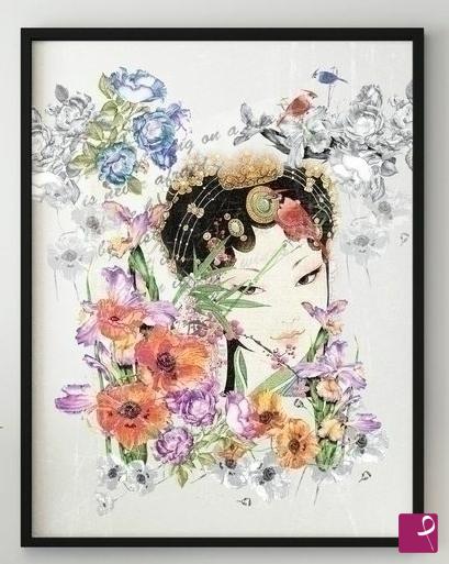 quadri in vendita online - Vintage orientale figura femminile