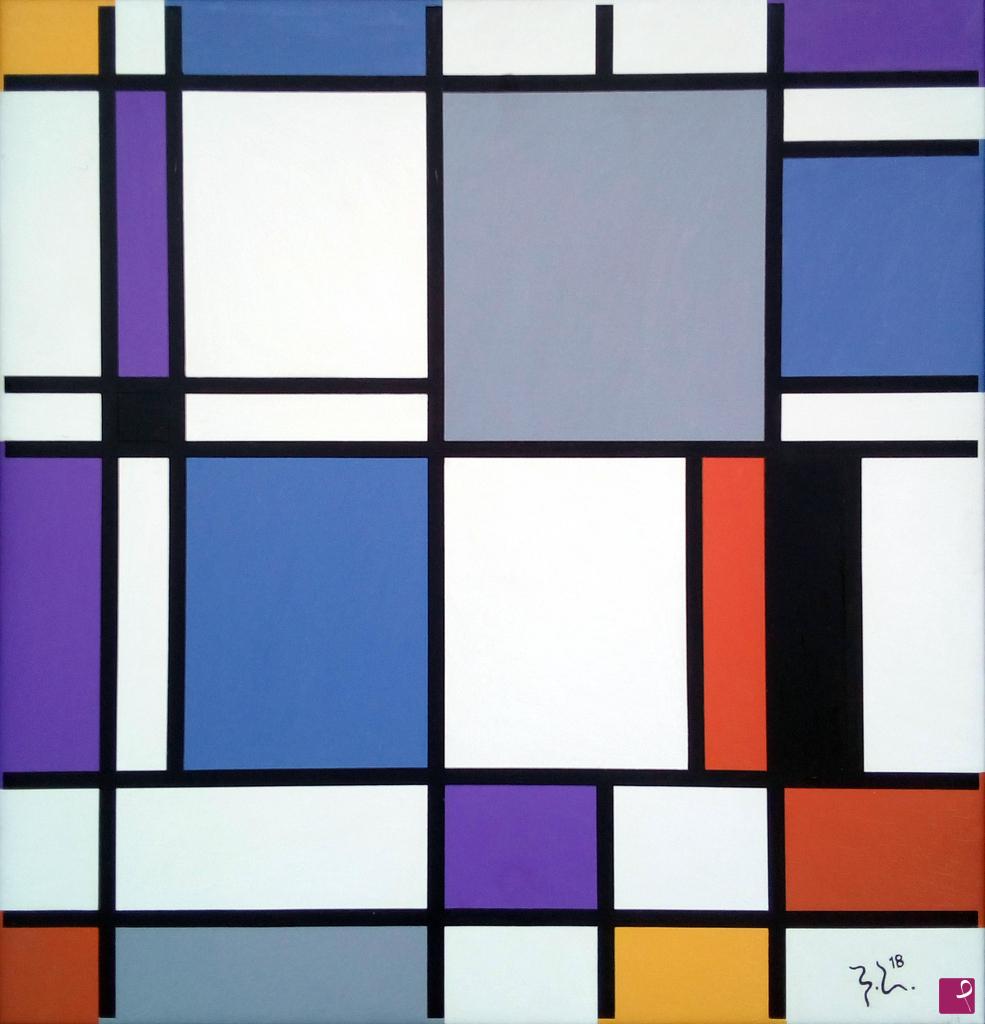 quadri in vendita online - VIOLA DOMINANTE - SERIE MONDRIAN 2018