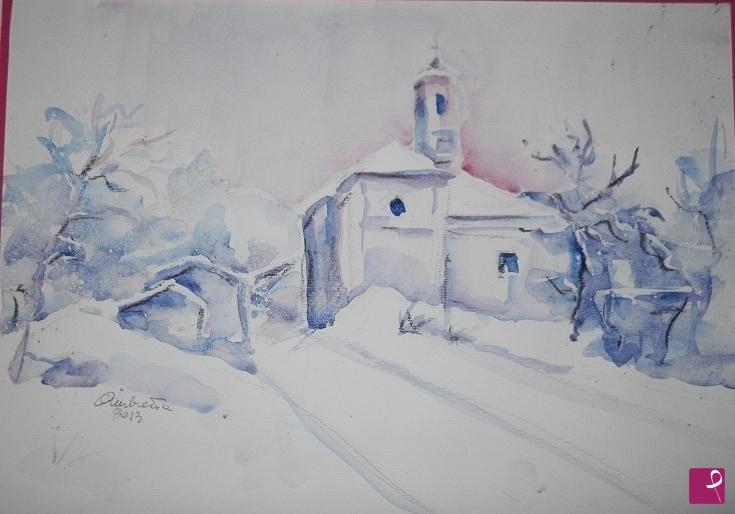 quadri in vendita online - Viola sotto la neve