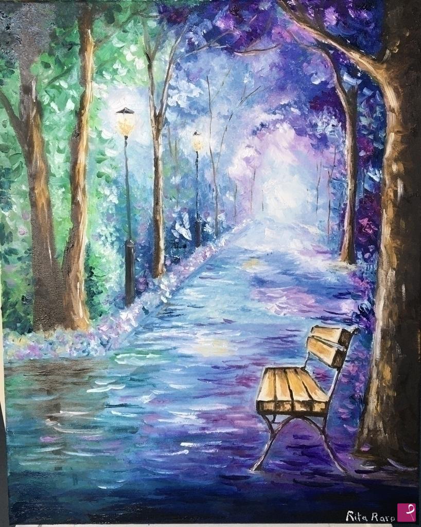 quadri in vendita online - Violet park banch 