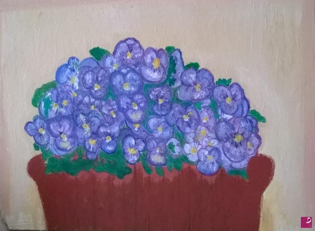 quadri in vendita online - violette nel vaso