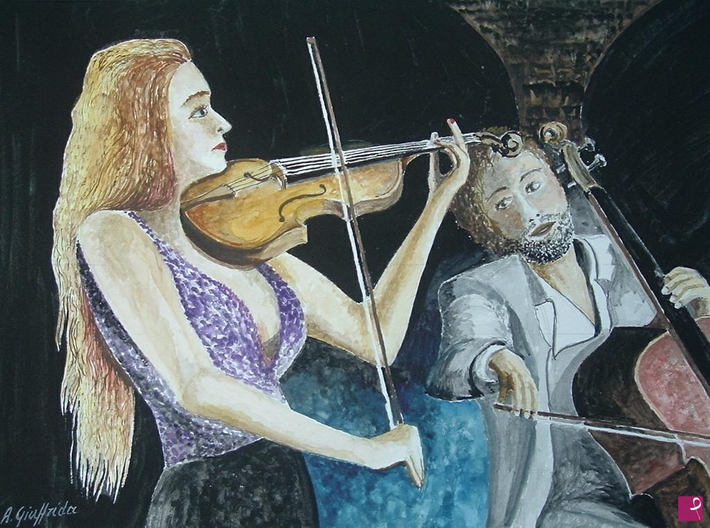quadri in vendita online - VIOLINO E VIOLONCELLO