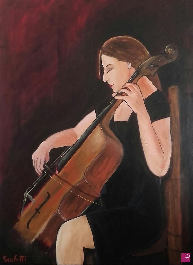 quadri in vendita online - Violoncellista 