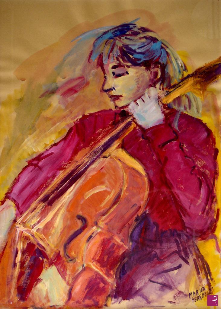 quadri in vendita online - Violoncellista 