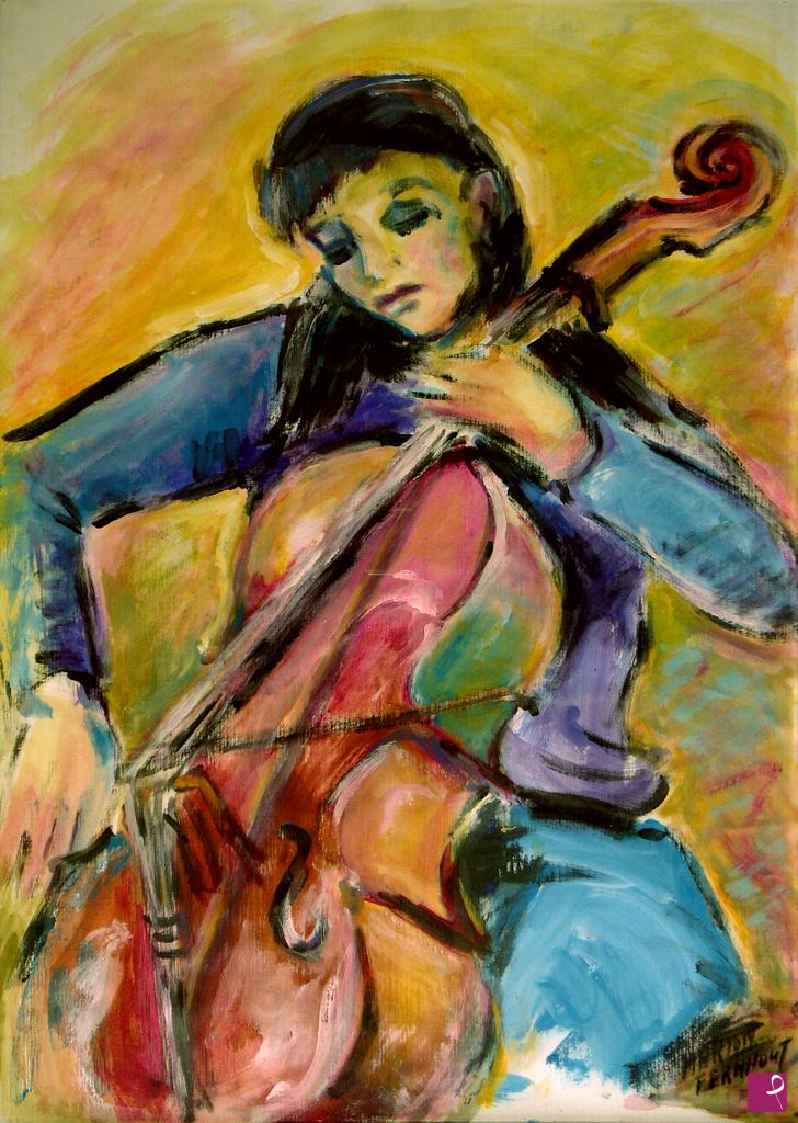 quadri in vendita online - Violoncellista 
