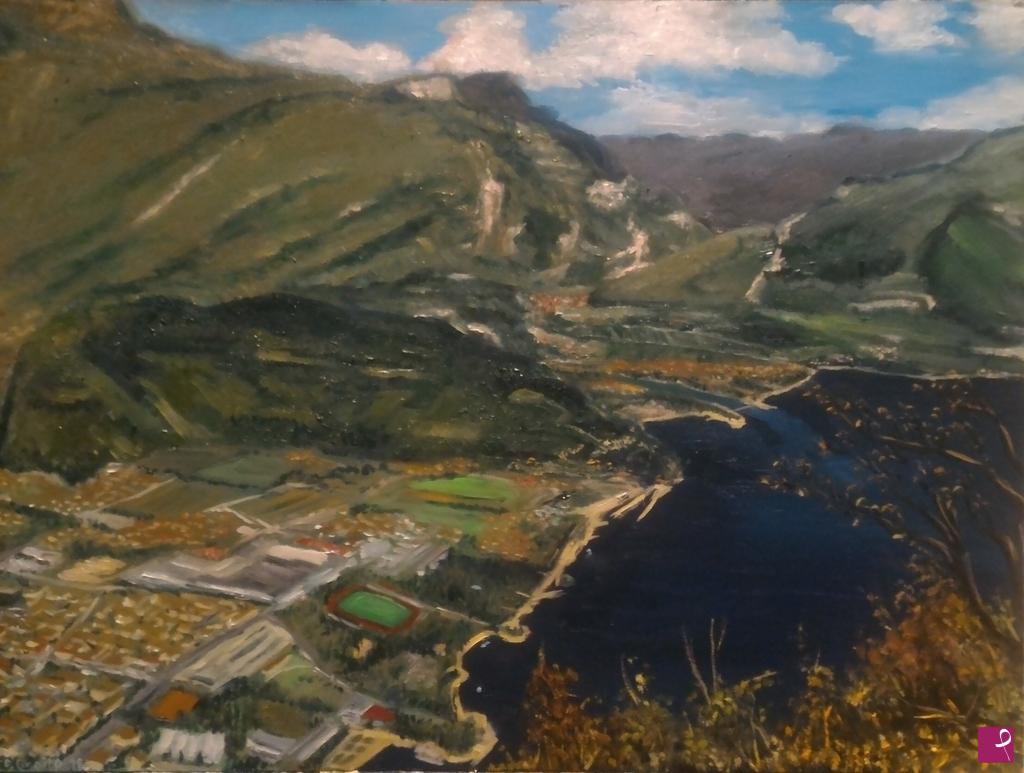 quadri in vendita online - Vista del Lago di Garda da santa Barbara