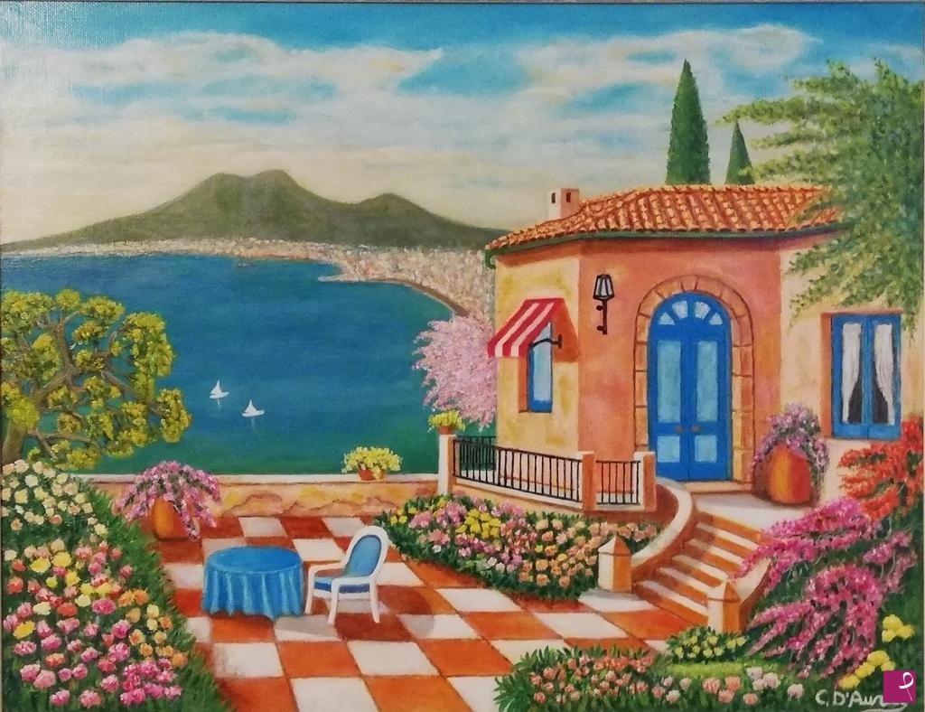 quadri in vendita online - Vista del Vesuvio da Quisisana
