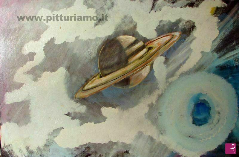 quadri in vendita online - Vista ravvicinata di Saturno