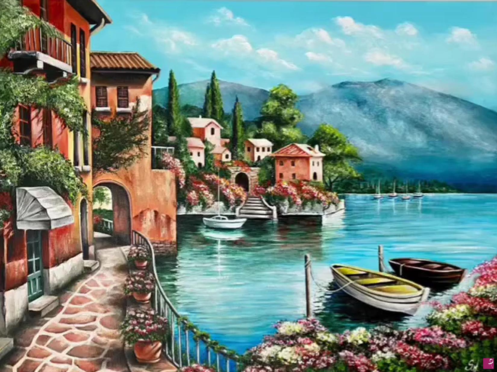 quadri in vendita online - Vista sul lago