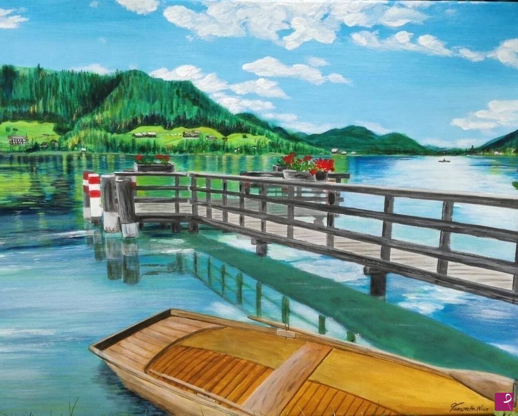 quadri in vendita online - Vista sul Lago Weißensee 