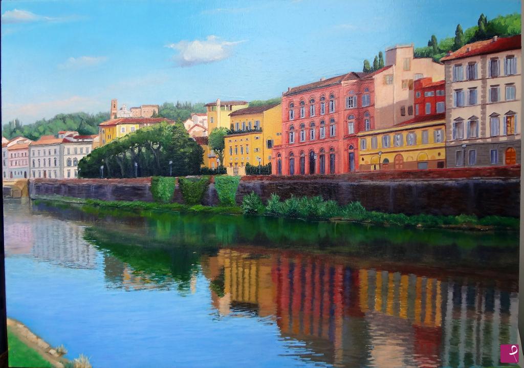 quadri in vendita online - Vista sul Lungarno Toriggiani, Firenze