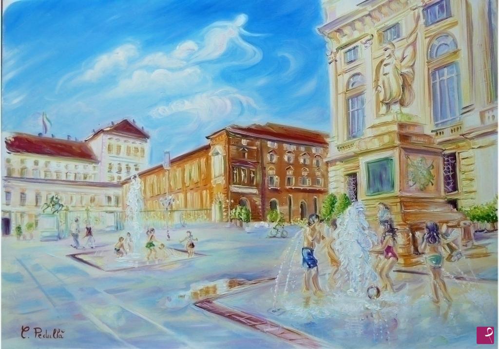 quadri in vendita online - Vivere la città (piazza Castello Torino)