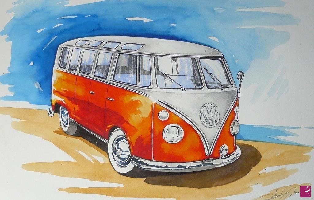 quadri in vendita online - VOLKSWAGEN T1 VAN 1962 