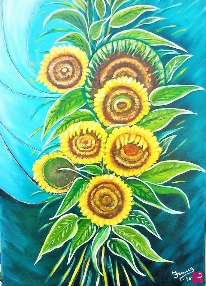 quadri in vendita online - Vortice di girasoli