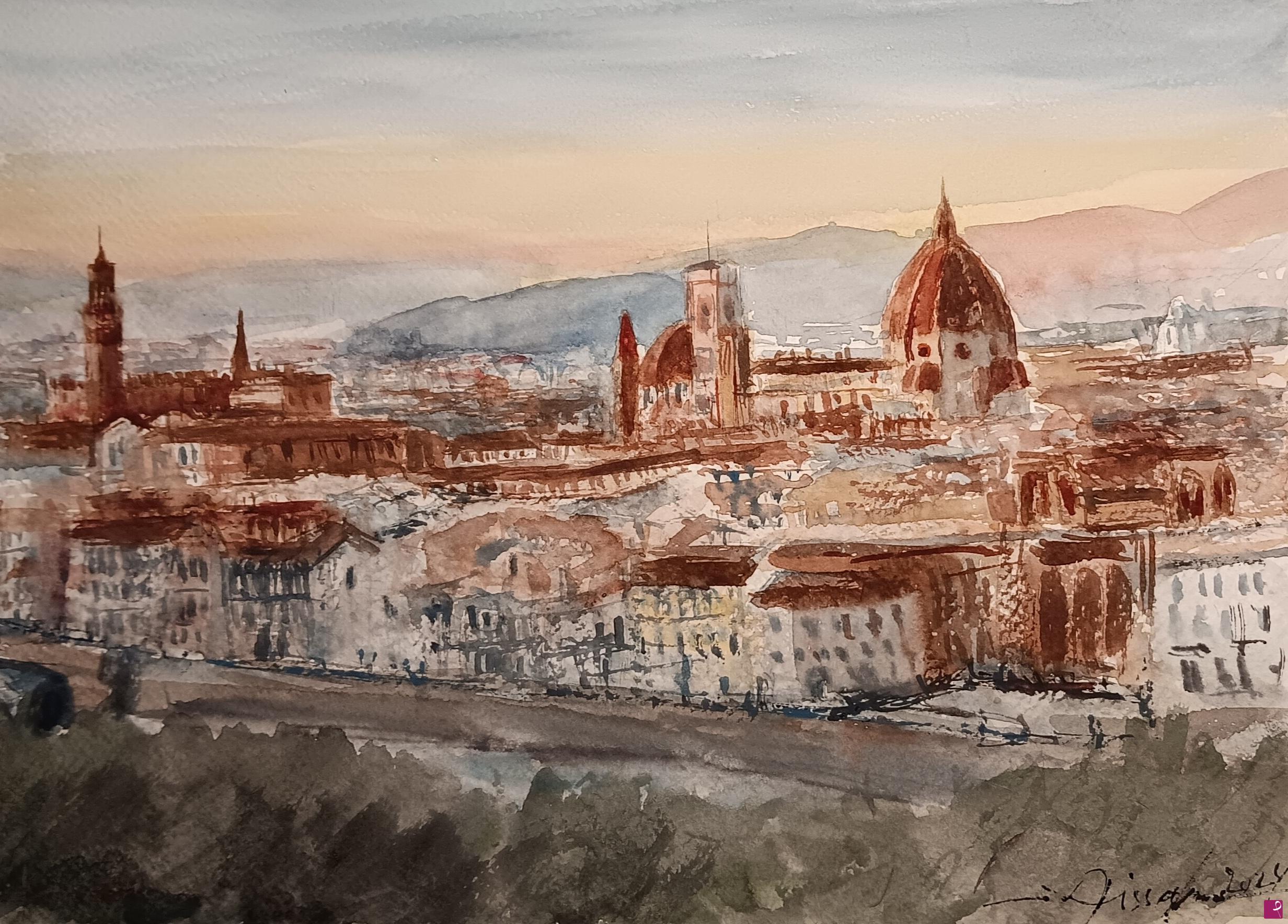 quadri in vendita online - Vue de Florence depuis la Piazzale Michelangelo. 