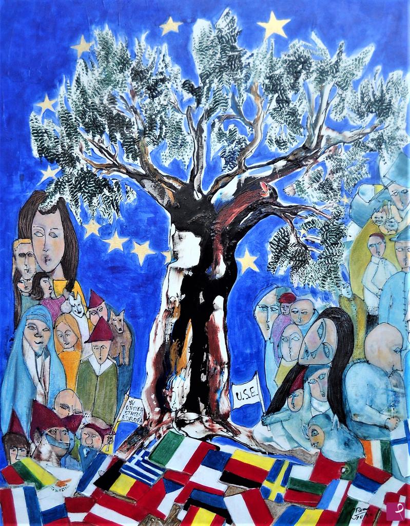 quadri in vendita online - W gli Stati Uniti d'Europa    USE   70x90x4 cm
