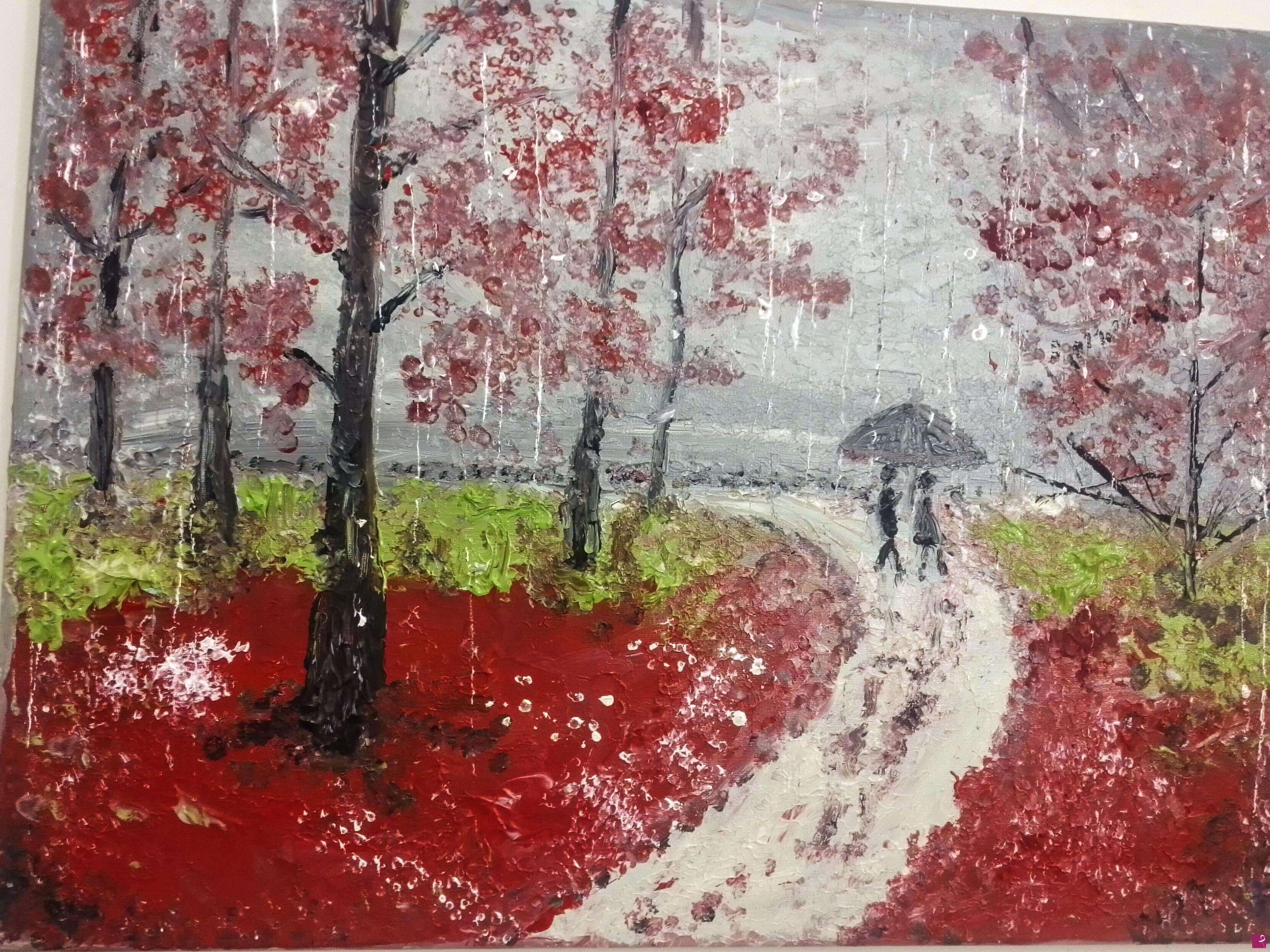 quadri in vendita online - Walking in the rain
