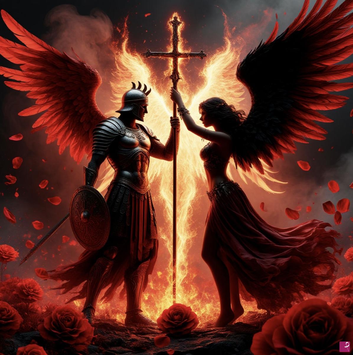 quadri in vendita online - Warrior and Angel