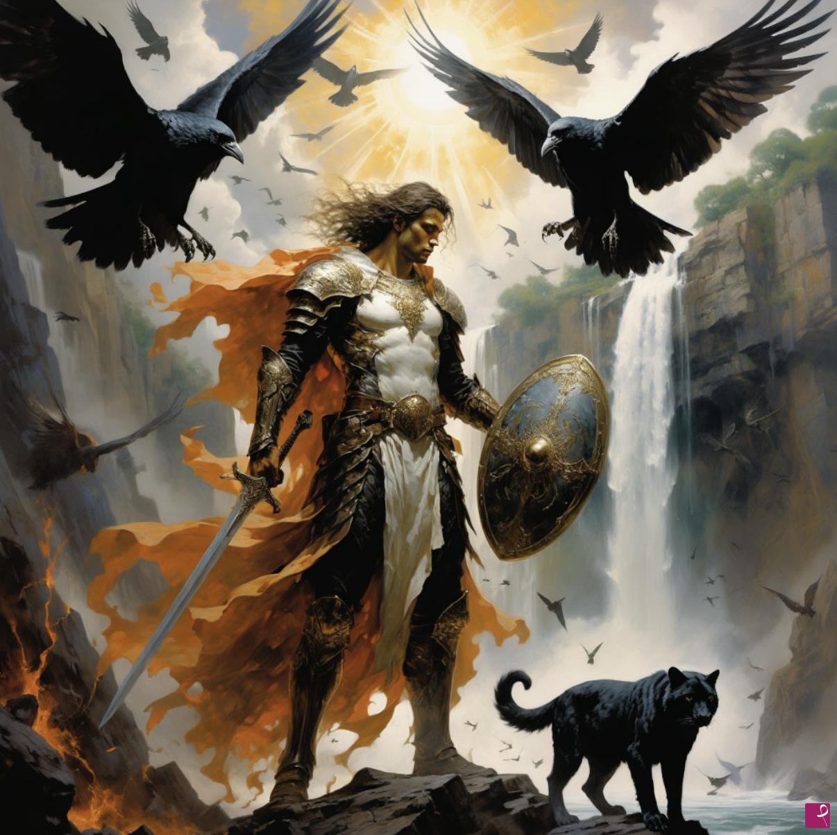 quadri in vendita online - Warrior and panther