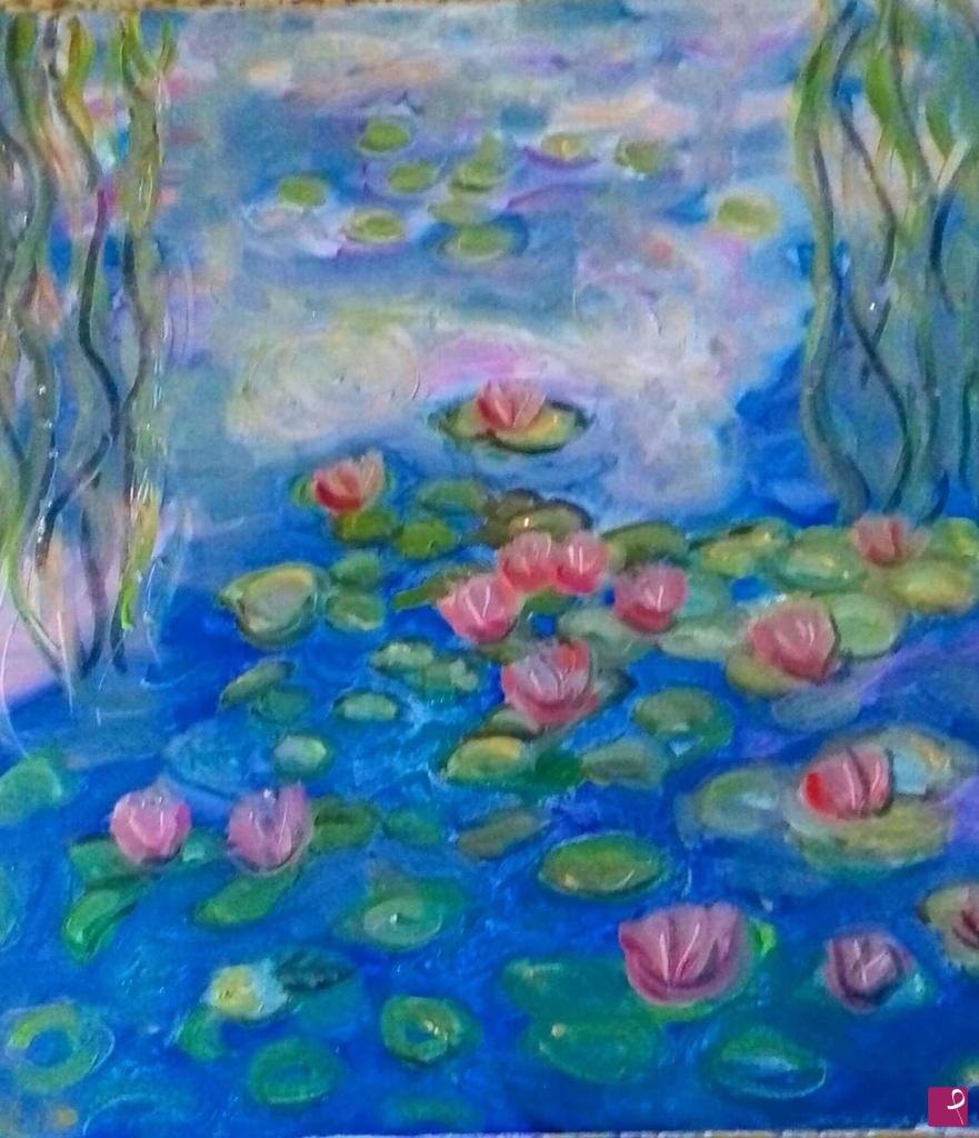 quadri in vendita online - Waterlilies and reflections