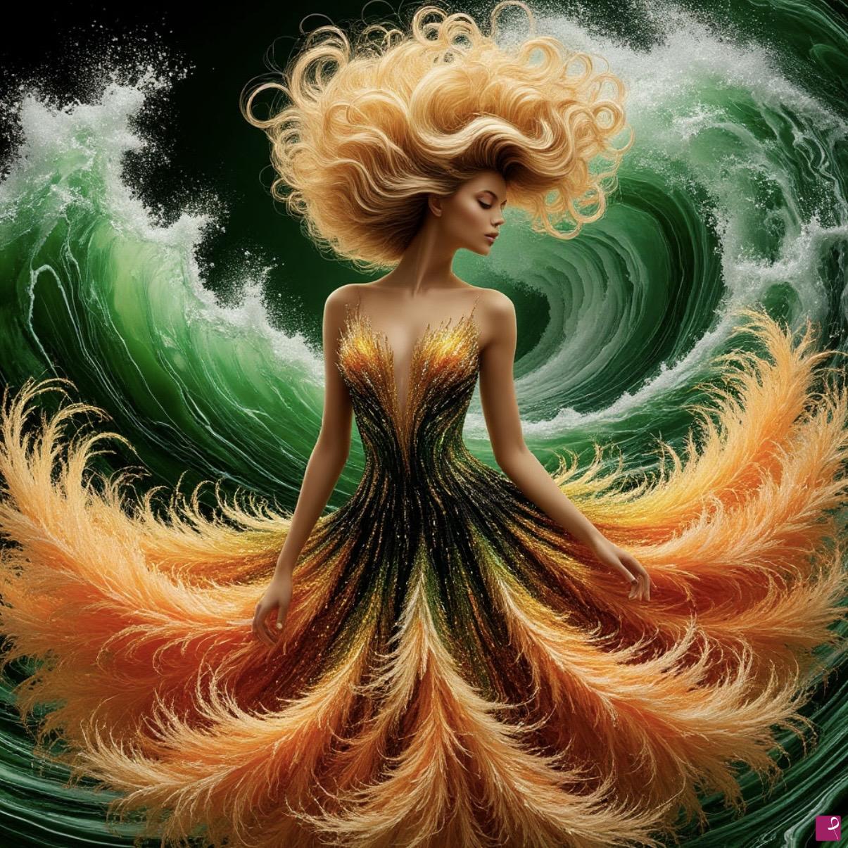 quadri in vendita online - Wave and dancing dancer