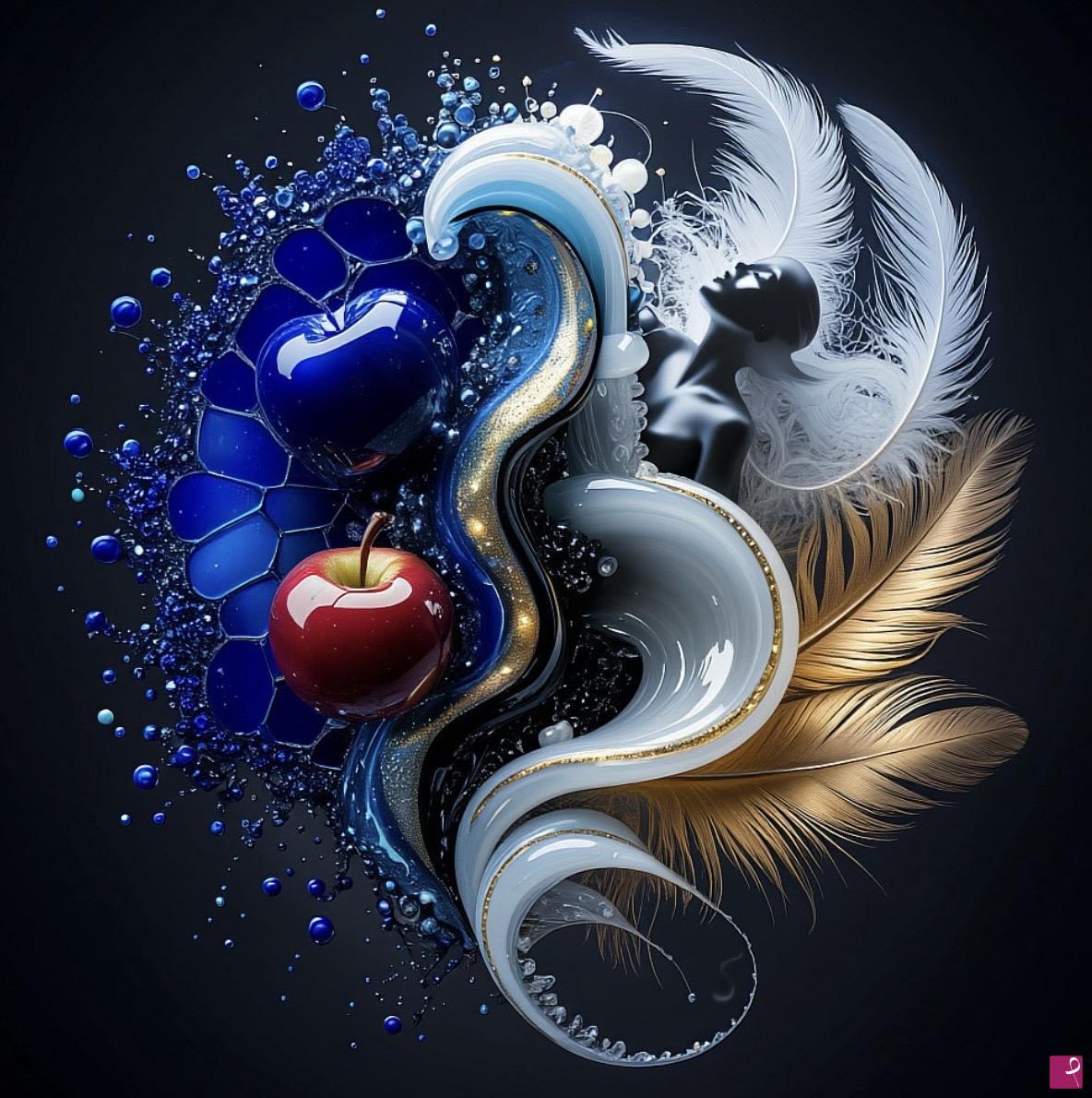 quadri in vendita online - Waves feathers and girl 