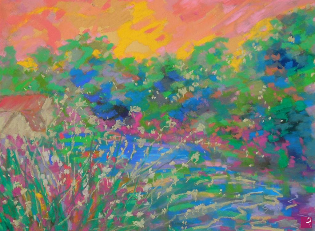 quadri in vendita online - White flowers by the stream - 398